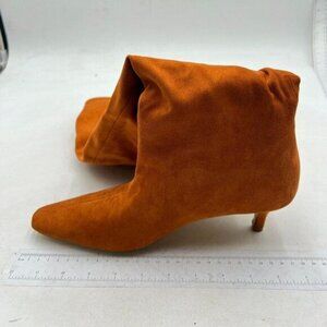 Brown Women Stretchy Knee High Boots Square Toe Low Kitten Heel Autumn Boots